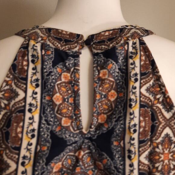 Monteau Boho Festival Halter Tank Top Small Batik Scroll Pattern Lightweight - Picture 4 of 9